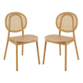 24 Inch Cane Rattan Beech Wood Dining Chair Set of 2 P636