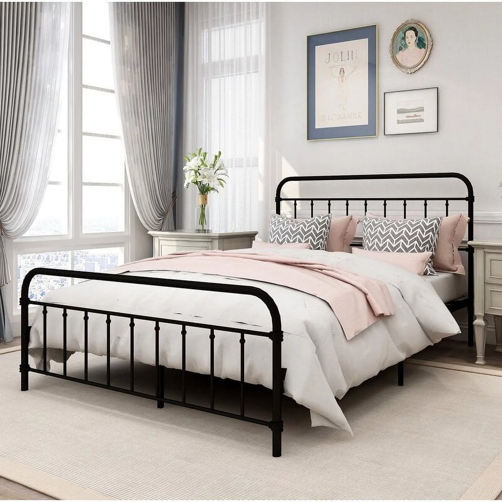 Metal Twin Bed Frame with Headboard and Footboard D197