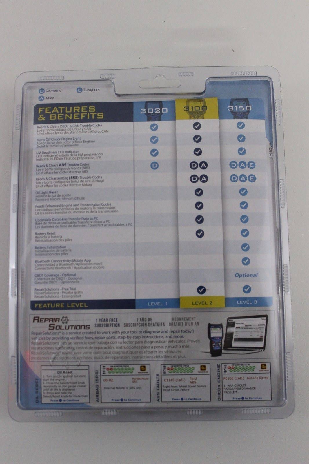 Diagnostic Code Reader Scan Tool with ABS and Srs Y2597