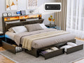 Black King Size Upholstered Platform Bed Frame with 4 Storage Drawers P57392