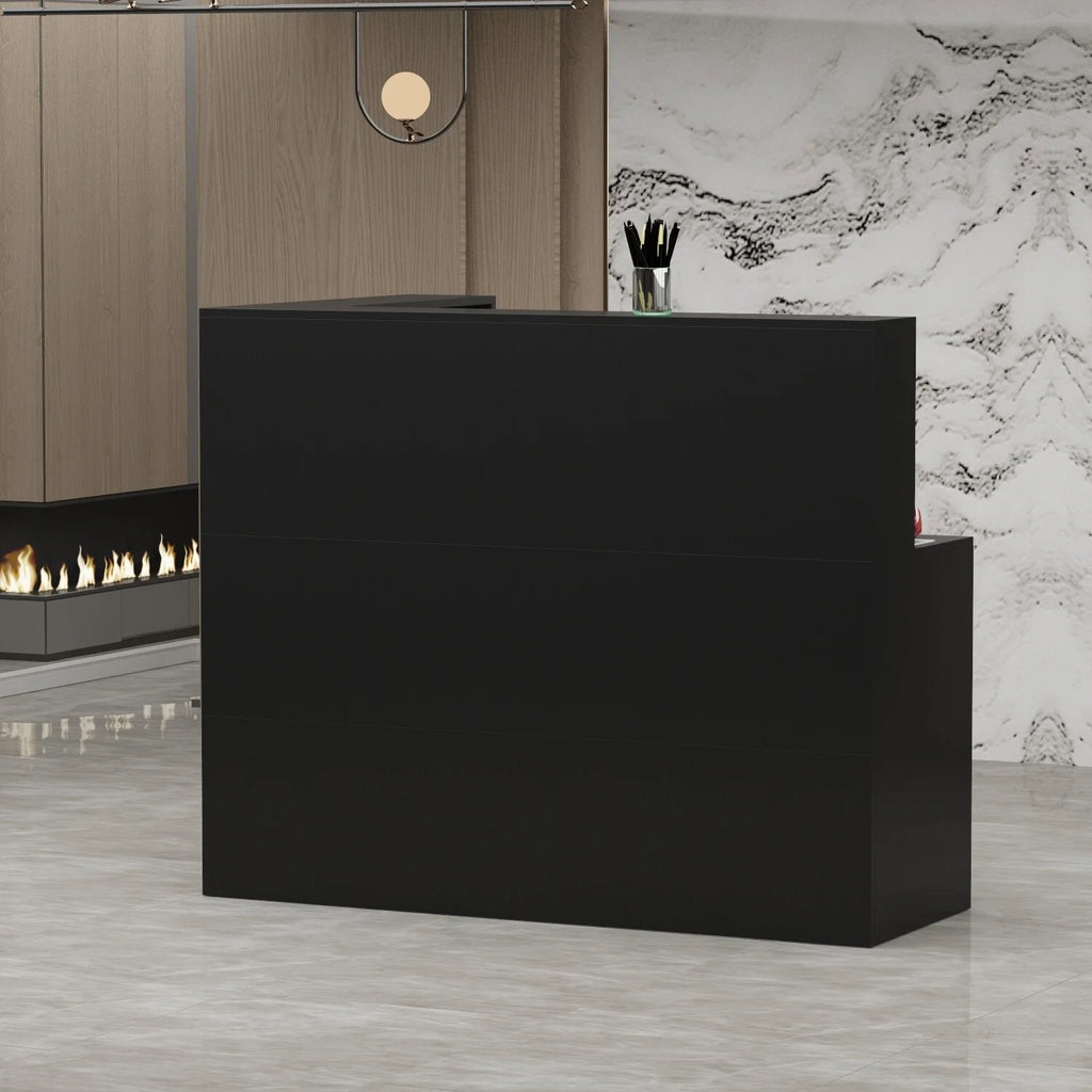 Black or White Marbled Wood L-shaped Reception Desk P482