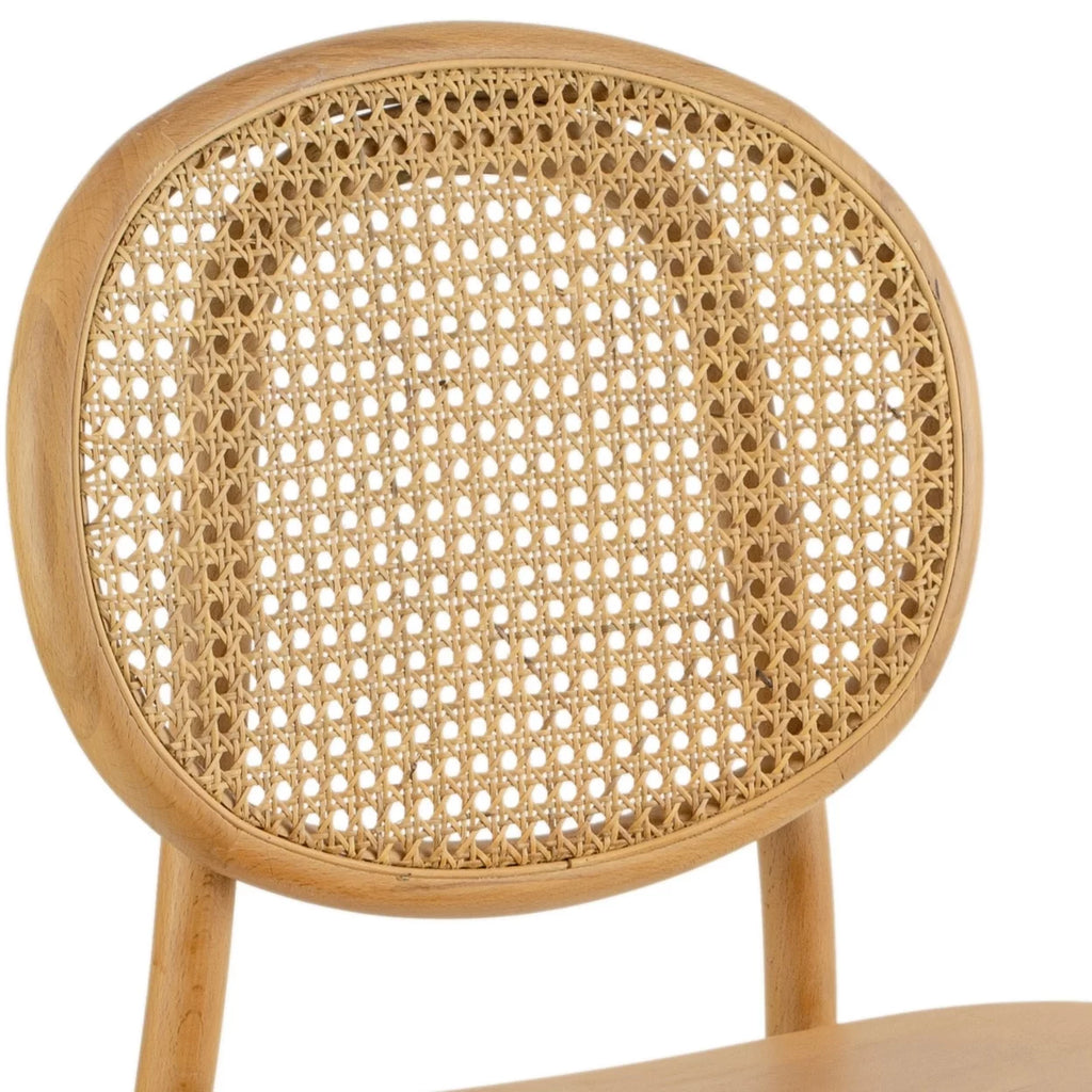 24 Inch Cane Rattan Beech Wood Dining Chair Set of 2 P636