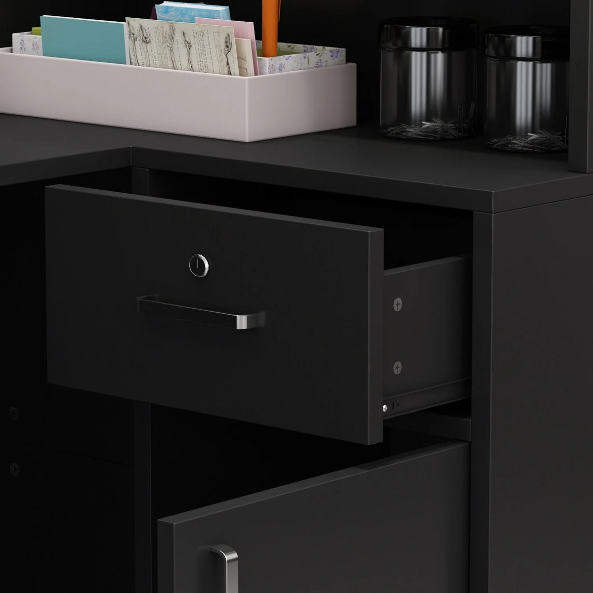 Black or White Marbled Wood L-shaped Reception Desk P482