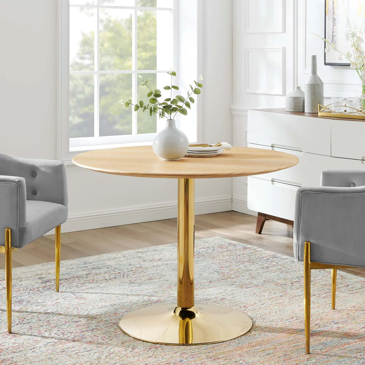 40" Round Wood & Metal Dining Table R7438