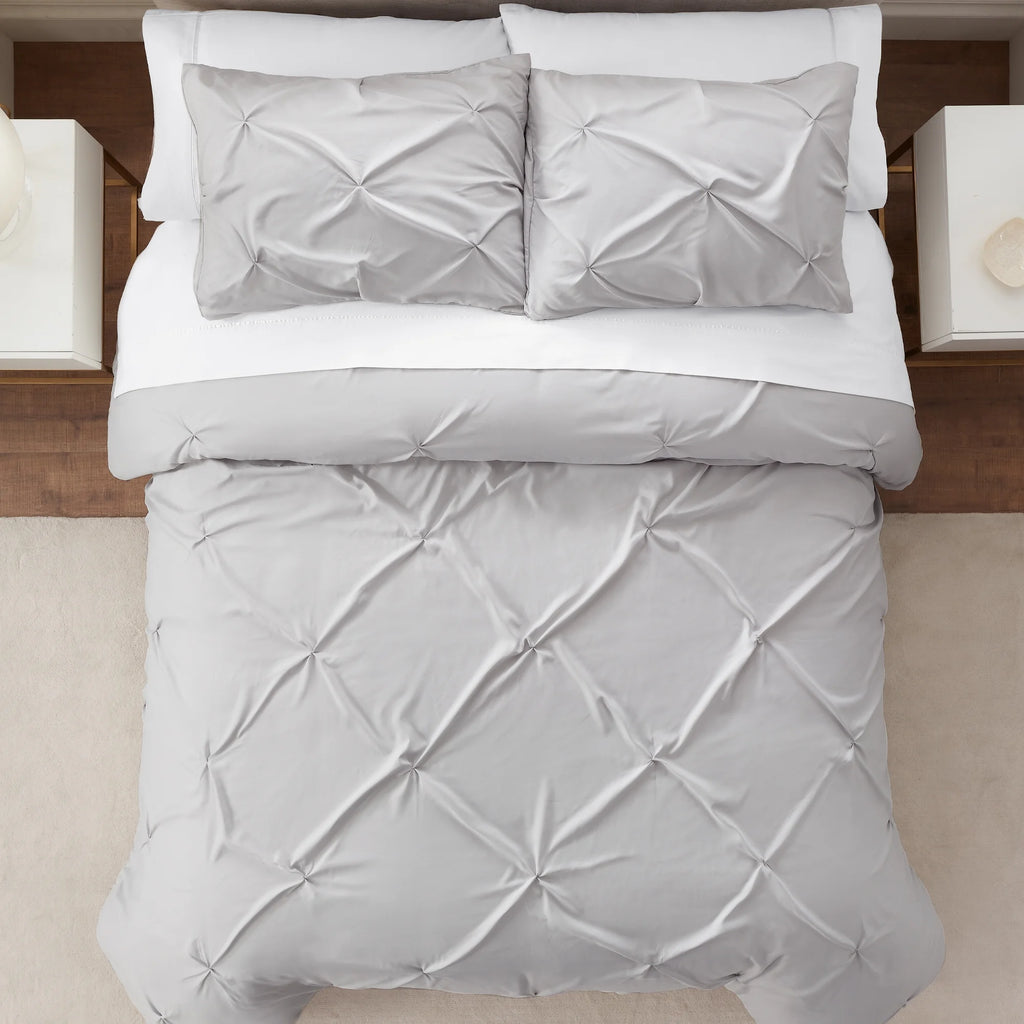 Gray King 3-Piece Pleated Duvet Set P311759