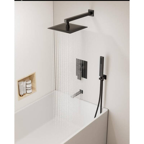 10 in. Wall Mount Shower Head and Tub Faucet 2.5 GPM Matte Black T7219