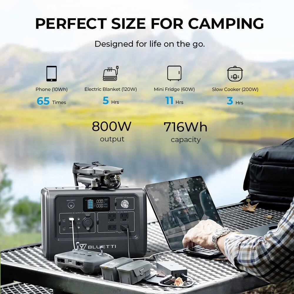 Portable Power Station 716Wh 800W Solar Generator with Carry Bag X1702
