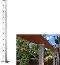 Stainless Steel Square Cable Railing Post 36”x2”x2” 10 Holes L4405