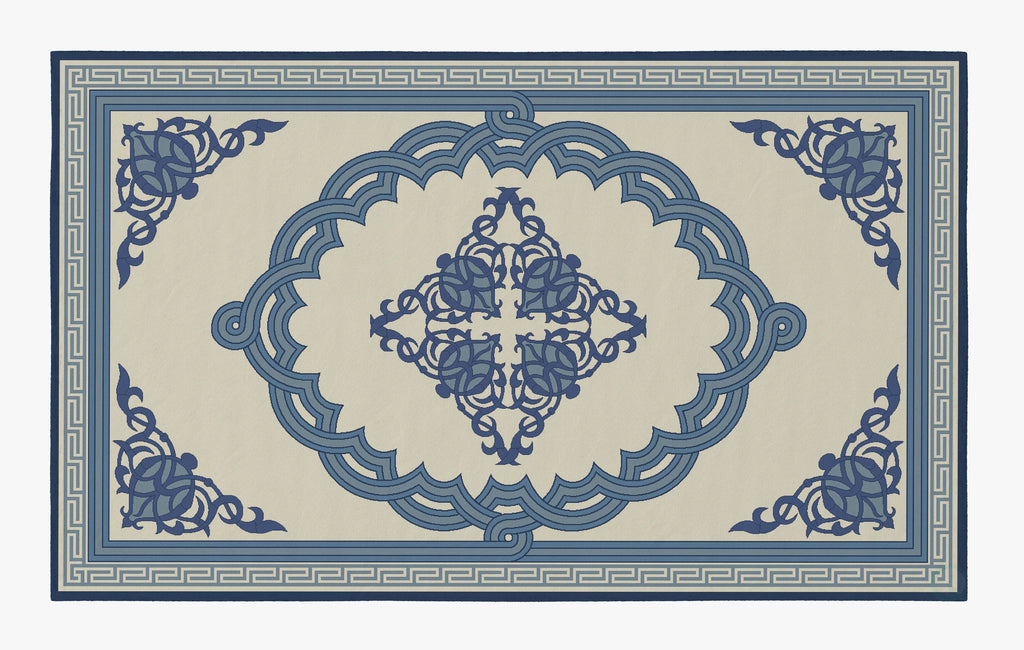 Blue Medallion Pattern 8 x 10 ft Area Rug U83388