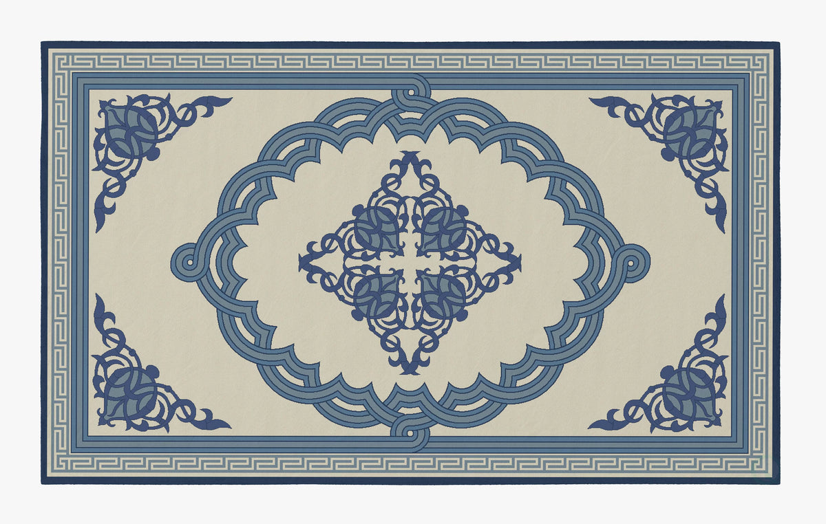 Blue Medallion Pattern 8 x 10 ft Area Rug U83388