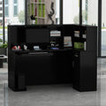 Black or White Marbled Wood L-shaped Reception Desk P482