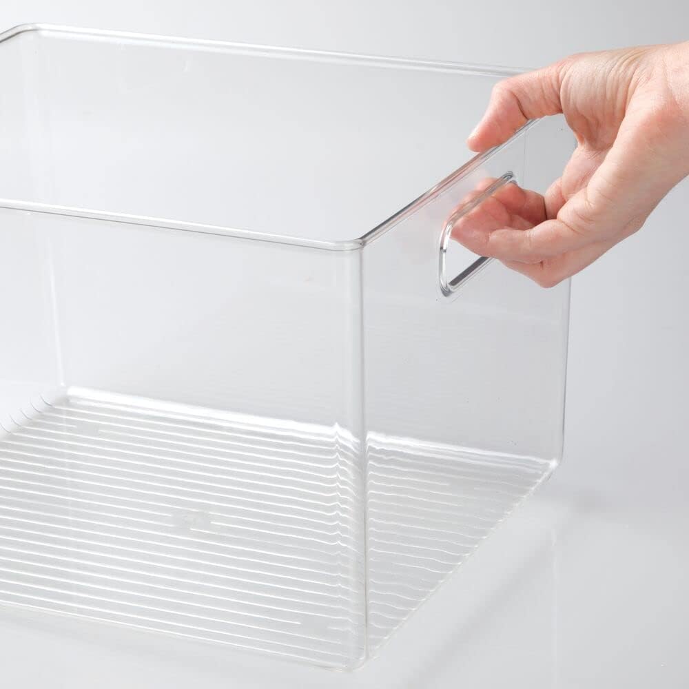 Clear Stackable Plastic Storage Organizer Bin with Handle 8 Pack B3182