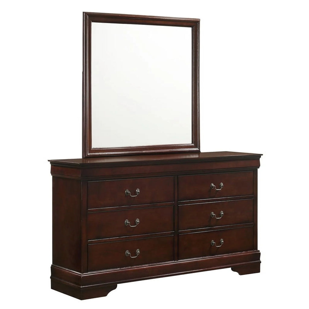 Cherry Wood 6-Drawer Dresser & Mirror T437860