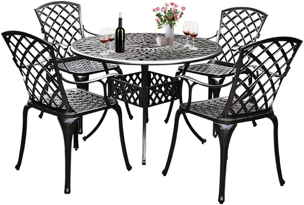 2 Piece Cast Aluminum Patio Bistro Dining Chair Set Antique Bronze C6453