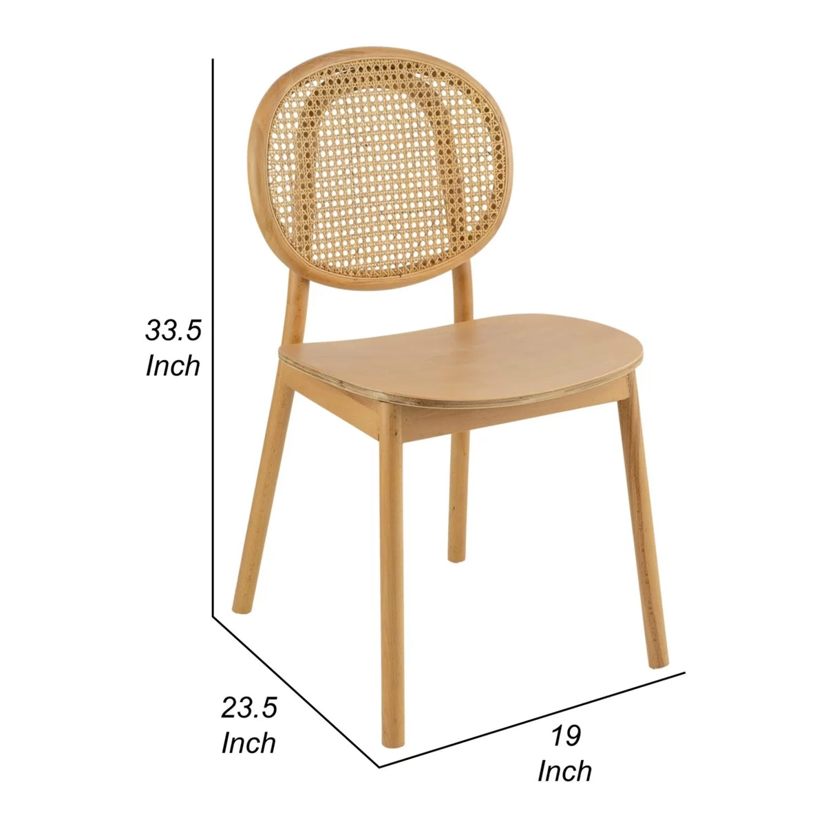 24 Inch Cane Rattan Beech Wood Dining Chair Set of 2 P636