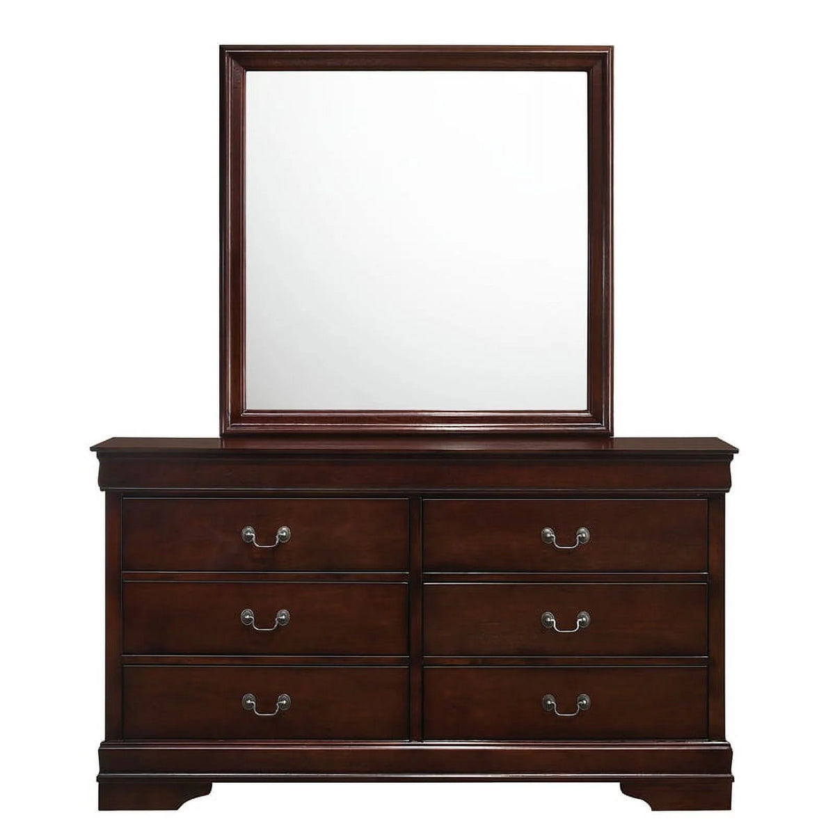 Cherry Wood 6-Drawer Dresser & Mirror T437860