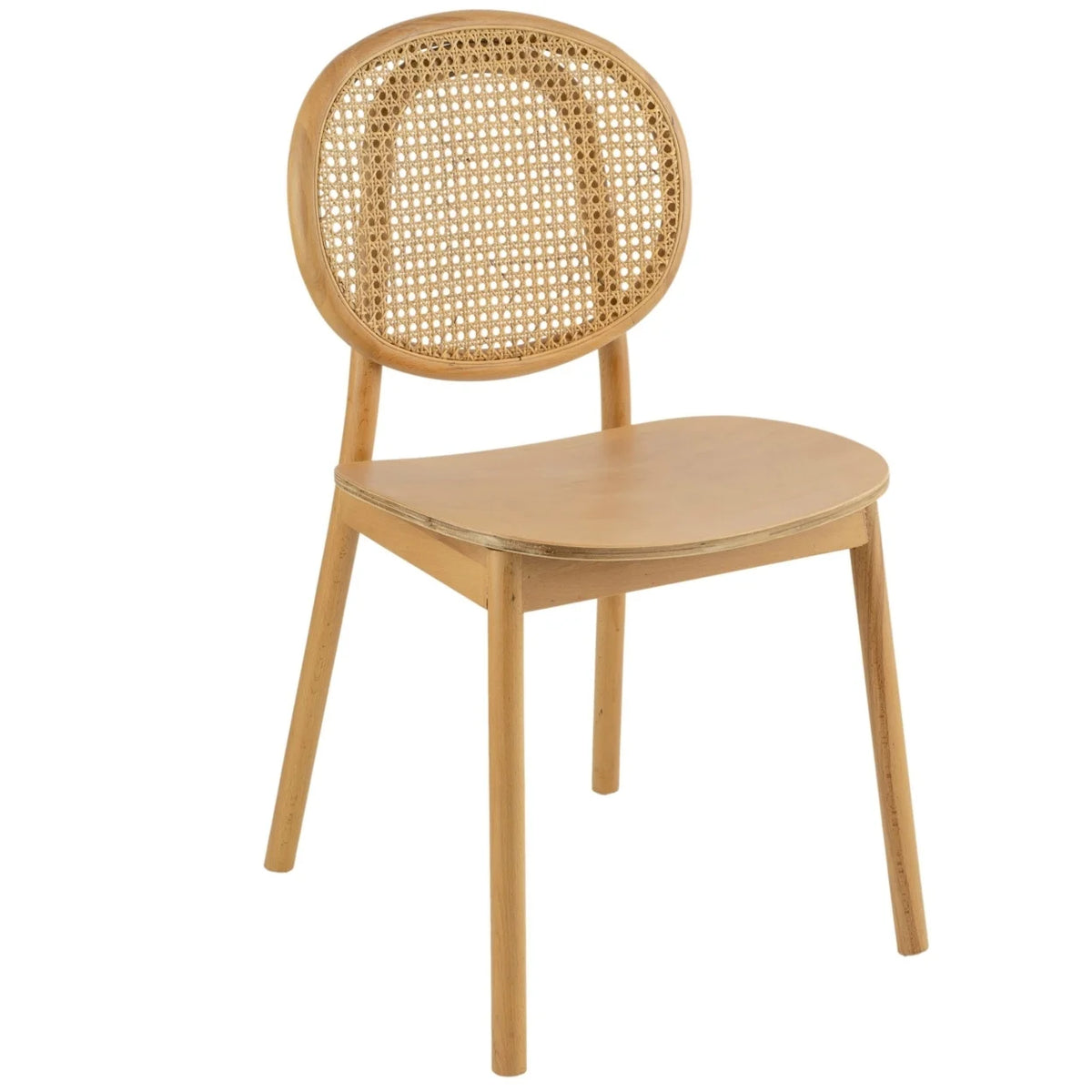 24 Inch Cane Rattan Beech Wood Dining Chair Set of 2 P636
